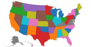US states map : with colorScale. One color for each country