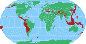 Most earthquake prone areas by depth (since 1965)