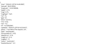 Past 7 Days Earthquakes Dataset