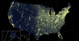 US Cities Map At Night