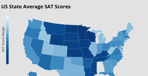 SAT Scores Map in the U.S.