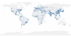 World Map with Cities Size