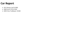 HTML cars report