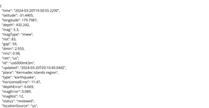 Past 7 Days M4.5+ Earthquakes Dataset