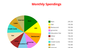 DV ICE7- Pie Chart for Monthly spendings data
