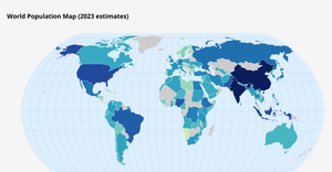 World Population Map (2023 estimates)
