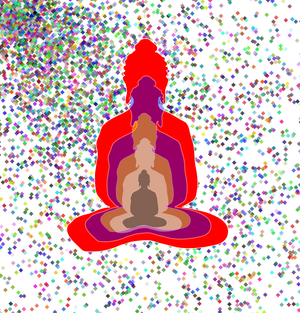 Buddha in colors -overlapping Buddha