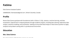 Data science Resume - Fatima