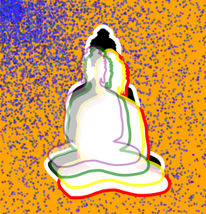 Fork of Buddha in colors -overlapping Buddha