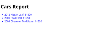 HTML Cars Report