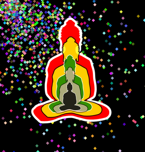 Fork of Buddha in colors -overlapping 5 Buddha images