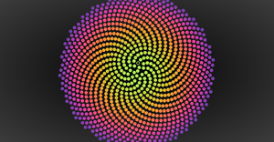 Svelte + D3: Phyllotaxis layout (irrational 3)