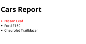 HTML Cars Report