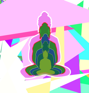 Fork of Buddha in colors -overlapping Buddha