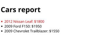 HTML Cars Report