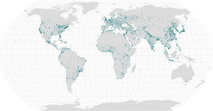 React world map + population points