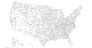 Let's make a map of US-counties with D3.js:"hover and county name  "