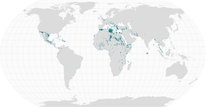 React world map + migrant death/missing points