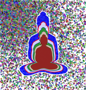 Many fork of Buddha in colors -overlapping Buddha