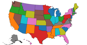 Fork of US states map : with colorScale. One color for each country