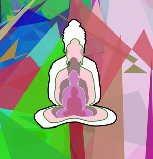Buddha in colors -overlapping Buddha