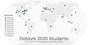 Locations of Datavis 2020 Students By Date