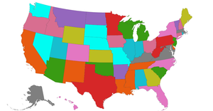 Fork of US states map : with colorScale. One color for each country