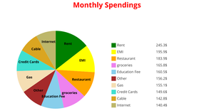 DV ICE7- Pie Chart for Monthly spendings data