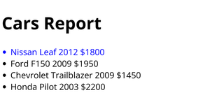 HTML: Cars Report