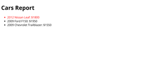 HTML Cars Report