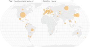Worldwide Suicide Map with Two Menu and Tooltips