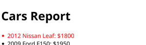 HTML Cars Report