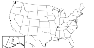 US Map With State Borders, Pop Up, and Red Fill on Hover