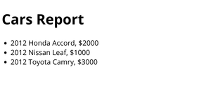 HTML Cars Report
