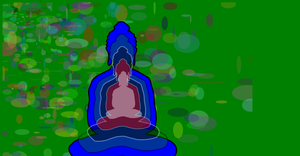 Fork of 5 Buddha's in different colors -overlapping Buddha