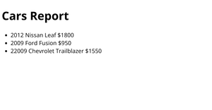 Cars Report