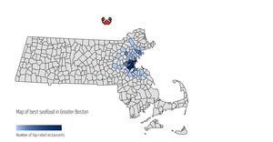 Map of top-rated seafood in Greater Boston