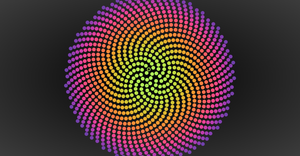 Svelte + D3: Phyllotaxis layout (irrational 2)