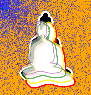 Fork of Buddha in colors -overlapping Buddha