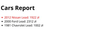 Cars Report