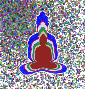 Many fork of Buddha in colors -overlapping Buddha