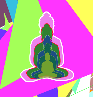 Fork of Buddha in colors -overlapping Buddha