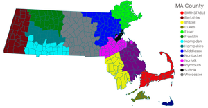 Massachusetts Chrolopleth map with interactive legend