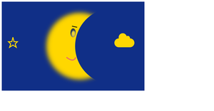 A smiley moon with star and cloud