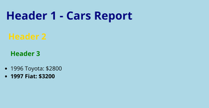 Marcus' HTML Cars Report