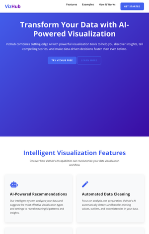 VizHub Landing Page Design Suggestion by AI