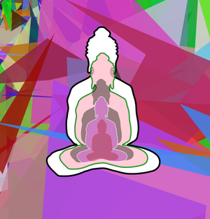 Buddha in colors -overlapping Buddha