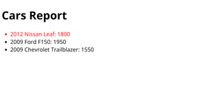 HTML Cars Report