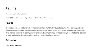 Data science Resume - Fatima