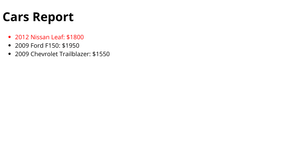 HTML Cars Report